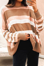 Cargar imagen en el visor de la galería, Striped Round Neck Long Sleeve Sweater
