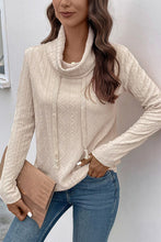 Cargar imagen en el visor de la galería, Tied Mock Neck Long Sleeve Knit Top
