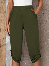 Load image into Gallery viewer, Full Size Roll-Tab Capris Pants
