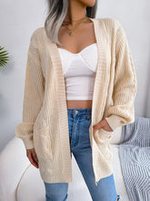 Load image into Gallery viewer, Cable-Knit Open Front Pocketed Cardigan
