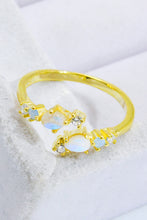 Load image into Gallery viewer, Natural Moonstone and Zircon Open Ring

