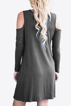 Load image into Gallery viewer, Cold-Shoulder Long Sleeve Round Neck Dress
