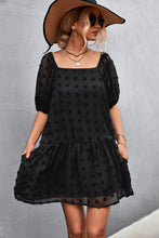 Load image into Gallery viewer, Swiss Dot Square Neck Half Balloon Sleeve Dress
