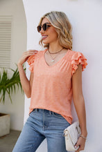 Load image into Gallery viewer, Smocked Flutter Sleeve V-Neck Top
