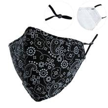 Load image into Gallery viewer, Black Bandana Print Mask
