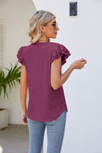 Cargar imagen en el visor de la galería, Smocked Flutter Sleeve V-Neck Top
