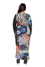 Cargar imagen en el visor de la galería, Animal Print Splice Dress With High-low Hem
