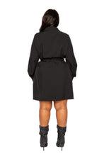 Load image into Gallery viewer, Satin Effect Belted Jacket Dress
