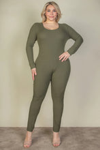 Load image into Gallery viewer, Plus Size Ribbed Scoop Neck Long Sleeve Jumpsuit
