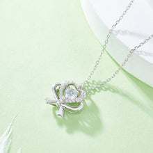 Cargar imagen en el visor de la galería, Moissanite 925 Sterling Silver Bow &amp; Heart Necklace
