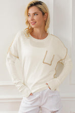 Load image into Gallery viewer, Exposed Seam Round Neck Long Sleeve Sweater
