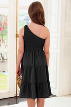 Load image into Gallery viewer, One-Shoulder Sleeveless Tiered Dress
