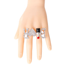 Load image into Gallery viewer, Silver Dior 2 Finger Ring
