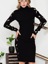 Load image into Gallery viewer, Turtle Neck Cutout Long Sleeve Mini Dress
