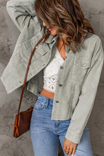 Load image into Gallery viewer, Raw Hem Button Down Corduroy Jacket with Pockets
