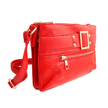 Load image into Gallery viewer, Red Leather Buckle Crossbody
