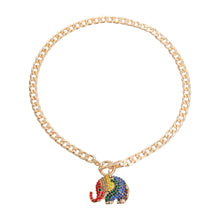 Load image into Gallery viewer, Rainbow Rhinestone Elephant Toggle Necklace
