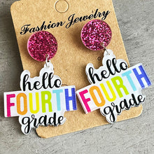 Cargar imagen en el visor de la galería, HELLO SECOND GRADE Acrylic Dangle Earrings
