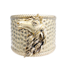 Load image into Gallery viewer, Burnished Gold Horse Hammered Cuff
