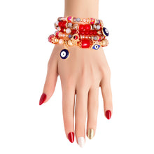 Load image into Gallery viewer, Red Glass Bead Evil Eye Bracelets
