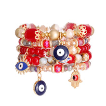 Load image into Gallery viewer, Red Glass Bead Evil Eye Bracelets
