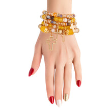 Load image into Gallery viewer, Yellow Glass Bead Cross Bracelets
