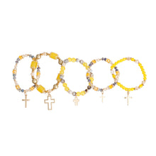 Load image into Gallery viewer, Yellow Glass Bead Cross Bracelets
