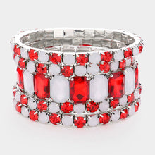 Load image into Gallery viewer, Red White Stretch Tennis Bracelets
