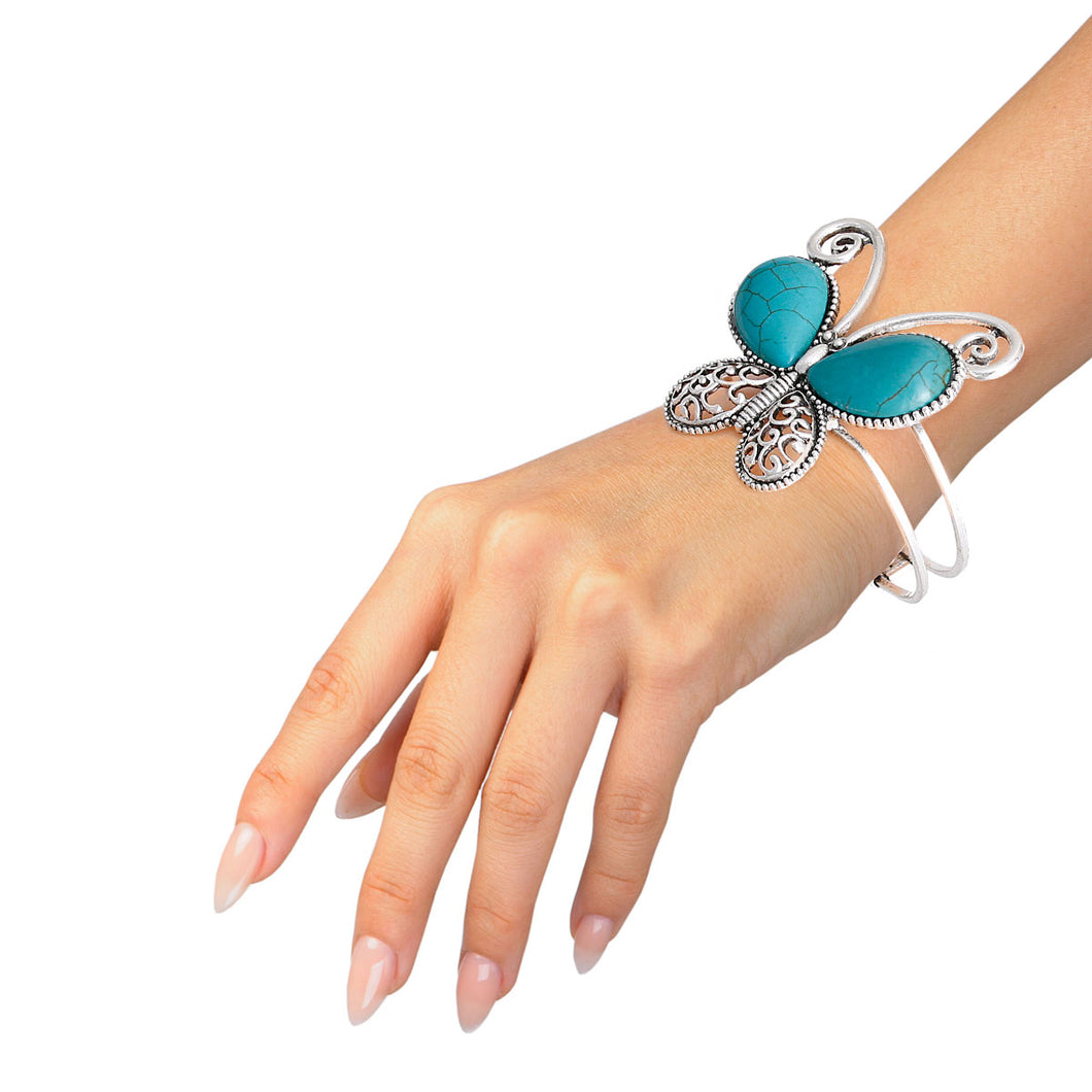 Turquoise Butterfly Hinge Cuff