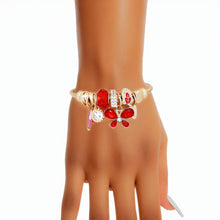 Load image into Gallery viewer, Cable Bangle Red Butterfly Gold Bracelet Women
