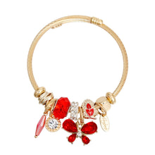 Load image into Gallery viewer, Cable Bangle Red Butterfly Gold Bracelet Women
