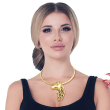 Load image into Gallery viewer, Burnished Gold Horse Necklace
