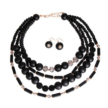 Load image into Gallery viewer, Black Wooden Bead 4 Strand Necklace
