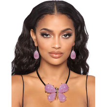 Load image into Gallery viewer, Light Purple Marbled Butterfly Pendant Set
