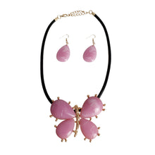 Load image into Gallery viewer, Light Purple Marbled Butterfly Pendant Set
