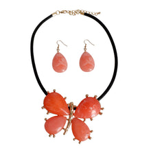 Load image into Gallery viewer, Pink Marbled Butterfly Pendant Set
