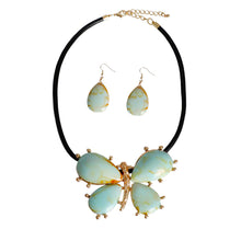Load image into Gallery viewer, Turquoise Marbled Butterfly Pendant Set
