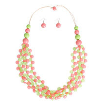 Load image into Gallery viewer, Long Pink Green Marbled Necklace

