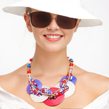 Load image into Gallery viewer, Patriotic Beaded Disc Necklace
