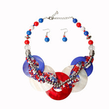Load image into Gallery viewer, Patriotic Beaded Disc Necklace
