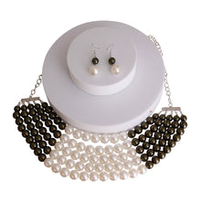 Load image into Gallery viewer, Olive and Cream Pearl 5 Row Necklace
