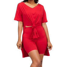 Load image into Gallery viewer, 3XL Red V Neck Shorts Set
