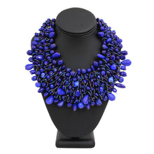 Load image into Gallery viewer, Dark Purple Blue Bead and Copper Bib Necklace
