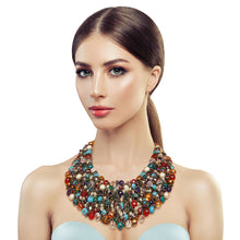 Load image into Gallery viewer, Multi Color and Hematite Bead Copper Bib
