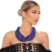 Load image into Gallery viewer, Blue Bead Buffalo Horn Hook Necklace
