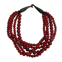 Load image into Gallery viewer, Burgundy Bead Buffalo Horn Hook Necklace
