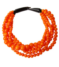 Load image into Gallery viewer, Orange Bead Buffalo Horn Hook Necklace
