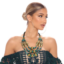 Load image into Gallery viewer, Teal Stone Engraved Gold Necklace
