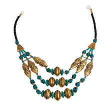 Load image into Gallery viewer, Teal Stone Engraved Gold Necklace
