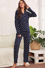 Load image into Gallery viewer, Star Print Button-Up Shirt and Pants Lounge Set
